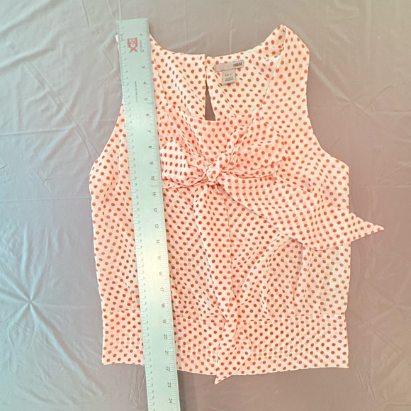 H&M Y2K Vintage White/Red Polka Dot Sleeveless Blouse w/ Tie Front Size 4/Small - Picture 8 of 12